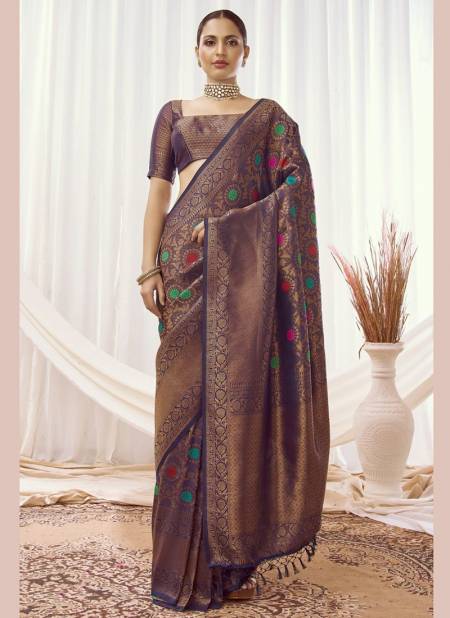 Navy Blue Colour Rajyog Rajpath Airawat Silk New Designer Ethnic Wear Exclusive Saree Collection 16003